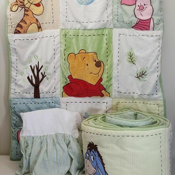 Disney Other - Pooh Comforter Blanket Quilt Bumper Pad Dust Ruffl
